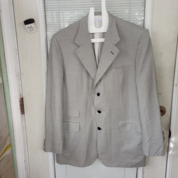 Brioni deLisi Black White Check Sport Coat Italy 44L Italy - Picture 1 of 15